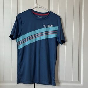 Sonic Drive In Employee Shirt‎ Adult S Blue Short Sleeve Graphic Logo Pullover